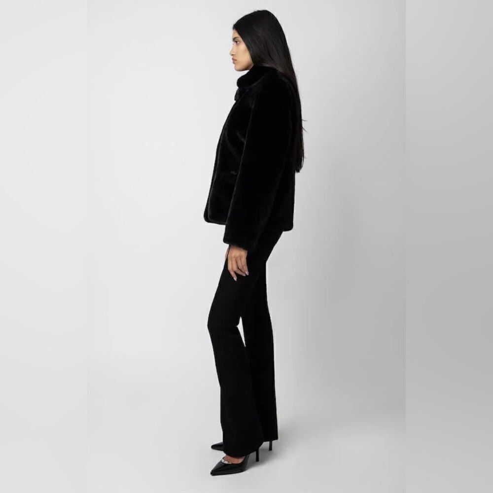 ZADIG & VOLTAIRE jacket BLACK FAUX MINK FUR COAT. Freeze color NWT. M/L - Picture 2 of 15